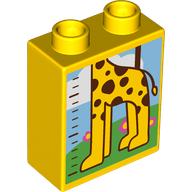 Duplo Brick 1 x 2 x 2 with Measuring Tape, Bottom Half Giraffe, Tree print (76371pr0265)