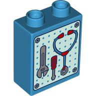 Duplo Brick 1 x 2 x 2 with Tool Rack, Wrench, Screwdriver, Stethoscope print (76371pr0269)