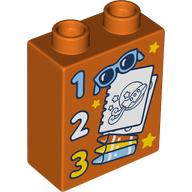 Duplo Brick 1 x 2 x 2 with '1, 2, 3', Sunglasses, Note, Pencils print (76371pr0272)