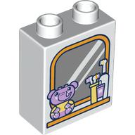 Duplo Brick 1 x 2 x 2 with Bottom Tube, Mirror, Toothbrush, Duplo Elephant Print (76371pr0287)