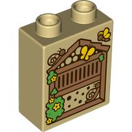 Duplo Brick 1 x 2 x 2 with Bottom Tube, Beehive Print (76371pr0288)