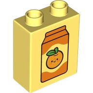 Duplo Brick 1 x 2 x 2 with Bottom Tube, Orange Juice Carton Print (76371pr0290)