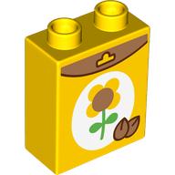Duplo Brick 1 x 2 x 2 with Sunflower Seed Box print (76371pr9898)