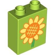 Duplo Brick 1 x 2 x 2 with Sunflower print (76371pr9899)