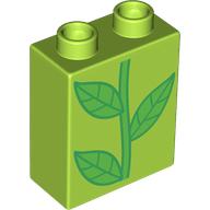 Duplo Brick 1 x 2 x 2 with Green Stem print (76371pr9900)