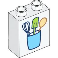 Duplo Brick 1 x 2 x 2 with Kitchen Appliances print (76371pr9903)