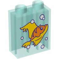 Duplo Brick 1 x 2 x 2 with Yellow/Orange Fish print (76371pr9911)