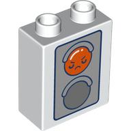Duplo Brick 1 x 2 x 2 with Red/Green Traffic Light, Face print (76371pr9912)