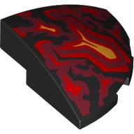 Brick Round Corner, Curved 3 x 3 x 1 Quarter Circle with Red and Yellow Flames print (76797pr0004)