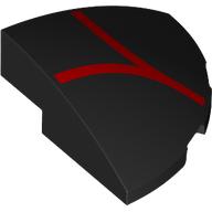 Brick Round Corner, Curved 3 x 3 x 1 Quarter Circle with Red Webbing print (76797pr0005)