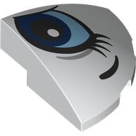 Brick Round Corner, Curved 3 x 3 x 1 Quarter Circle with Bright Light Blue/Dark Blue Eye, Right print (76797pr0006)