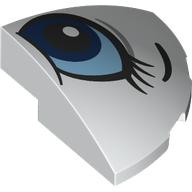 Brick Round Corner, Curved 3 x 3 x 1 Quarter Circle with Bright Light Blue/Dark Blue Eye, Left print (76797pr0007)