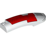Slope Curved 10 x 2 x 2 with Curved End Right with Red Armor Plating print (77182pr0001)