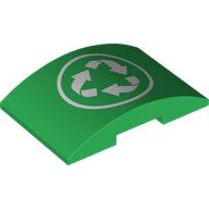 Brick Curved 4 x 6 Double, 2 x 4 Cutout with White Recycling Sign print (78522pr0007)