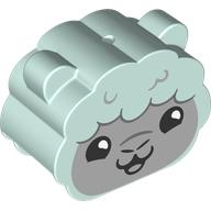 Duplo Brick 2 x 4 x 2 Rounded Ends with Ears and Sheep Face Print (79785pr0004)