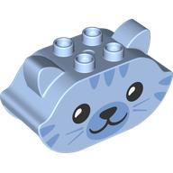 Duplo Brick 2 x 4 x 2 Ears and Pointed Ends with Cat Face Print (79788pr0009)