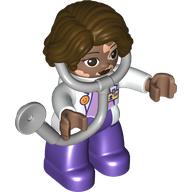 Duplo Figure with Hair Side Parted Dark Brown, Dark Purple Legs, White Top, White Arms, Attached Stethoscope (Medic) (80106c01pr0002)