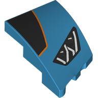 Slope Curved 3 x 2 with Stud Notch Left with Headlight, Black Shape with Orange Border, print (80177pr0009)