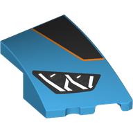 Slope Curved 3 x 2 with Stud Notch Right with Headlight, Black Shape with Orange Border, print (80178pr0009)