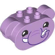 Duplo Brick 2 x 4 x 2 Rounded Ends with Floppy Ears and Elephant Face Print (84196pr0002)
