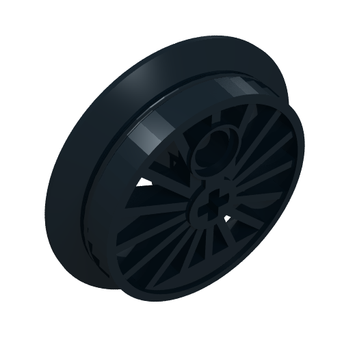 Train Wheel RC Train, Spoked with Technic Axle Hole and Counterweight, 37 mm diameter [Flanged Driver] (85557)