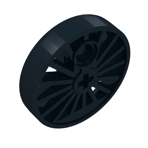 Train Wheel RC Train, Spoked with Technic Axle Hole and Counterweight, 30 mm diameter [Blind Driver] (85558)