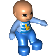 Duplo Figure Baby, Blue and Medium Blue Romper with Stripes and Yellow Duck Print (85610pr0002)