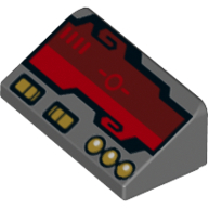 Slope 30° 1 x 2 x 2/3 with Dark Red Horizon Screen and Gold Switches and Buttons Print (85984pr0002)