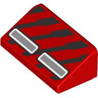 Slope 30° 1 x 2 x 2/3 with Silver Rectangles, Black Stripes print (85984pr0046)