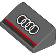 Slope 30° 1 x 2 x 2/3 with Black/Red Stripe, Aurdi Logo print (85984pr0047)