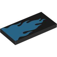Tile 2 x 4 with Medium Azure Flames print (87079pr0320)