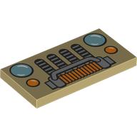Tile 2 x 4 with Jeep Front Grille, Winch, and Headlights Print (87079pr0324)