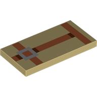 Tile 2 x 4 with Pixelated Dark Orange Straps, Silver Buckles print (87079pr0330)