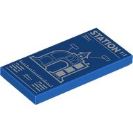 Tile 2 x 4 with 'STATION', Blueprint print (87079pr9825)