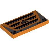 Tile 2 x 4 with Black/Silver Car Grill, Emblem print (87079pr9826)