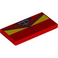 Tile 2 x 4 with Jacket, Yellow Collar, Dark Blue Shirt, Gold Symbol print (87079pr9836)