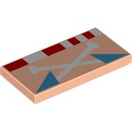 Tile 2 x 4 with Red/White Rectangles, White Laces, Dark Azure Collar print (87079pr9851)