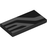 Tile 2 x 4 with Silver Zig-Zagging Stripes print (87079pr9869)