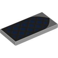 Tile 2 x 4 with Blue Arched Window, Black Lattice print (87079pr9872)