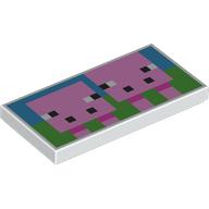 Tile 2 x 4 with Two Pixelated Pigs Print (87079pr9880)