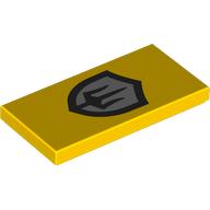 Tile 2 x 4 with Shield, Black Trident on Silver Field print (87079pr9881)