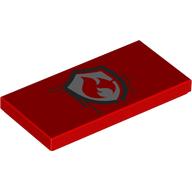 Tile 2 x 4 with Fire Fighter Shield, Flame on White Field print (87079pr9882)