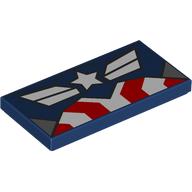 Tile 2x 4 with Captain America Chest print (87079pr9886)