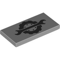 Tile 2 x 4 with Black Wrench, Tire print (87079pr9911)