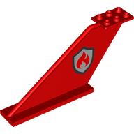 Tail 12 x 2 x 5 with Red Flames on Silver Shield print [Fire Fighters] (87614pr0002)