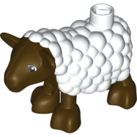 Duplo Animal Sheep, Lamb with Dark Brown Legs and Head (87651pr0001)