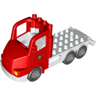 Duplo Truck Large Cab with White 4 x 8 Flatbed Plate and Fire Logo Print (87702c02pr0001)