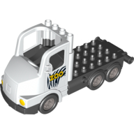 Duplo Truck Large Cab with Black 4 x 8 Flatbed Plate and Zoo Print (87702c03pr0001)