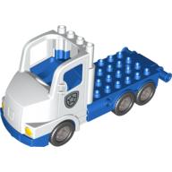 Duplo Truck Large Cab with Blue 4 x 8 Flatbed Plate and Police Badge Print (87702c04pr0001)