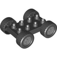 Duplo Car Base 2 x 4 with Black Tires with Tread & Light Bluish Gray Classic Wheels Design (88760c02pr0001)